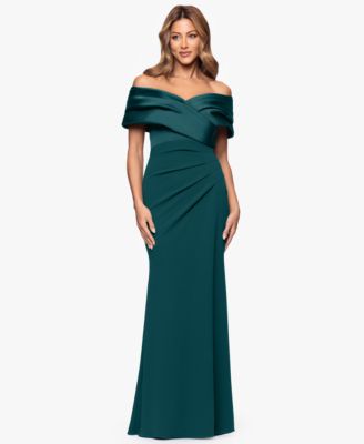 Petite Off-The-Shoulder Sweetheart-Neckline Gown