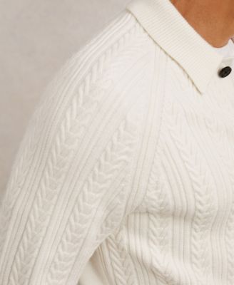 Men's Half-Button Cable-Knit Wool Shirt