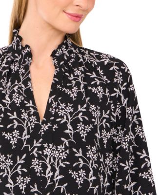 Women's Raglan 3/4-Sleeve Ruffle Neck Top