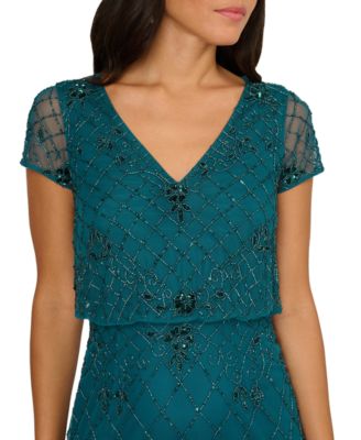 Women's Blouson Beaded Long Dress