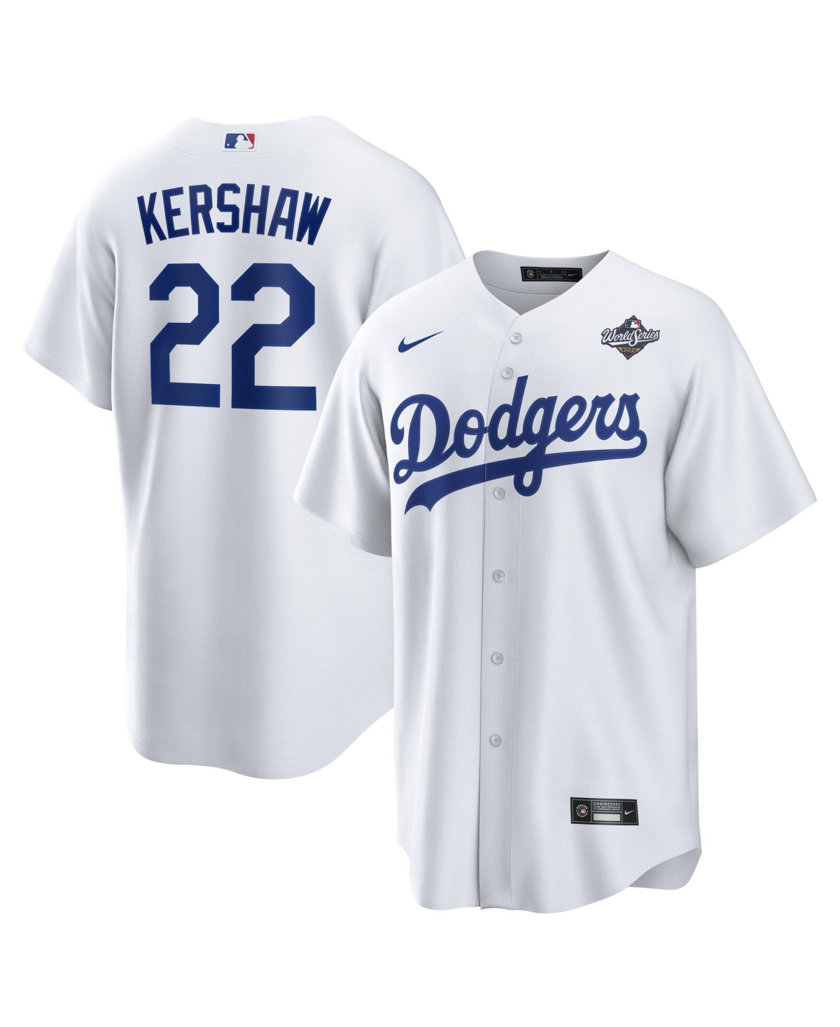 Nike Men's Clayton Kershaw White Los Angeles Dodgers 2025 World Series Home Replica Player Jersey