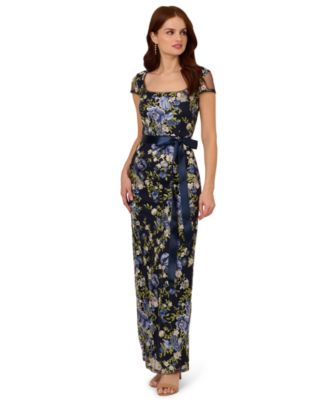 Adrianna Papell - Women's Cascading Floral Sheath Gown