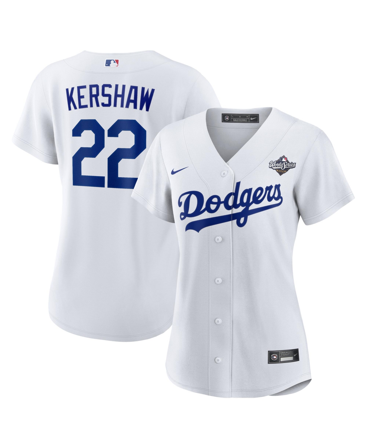 Nike Women's Clayton Kershaw White Los Angeles Dodgers 2025 World Series Home Replica Player Jersey