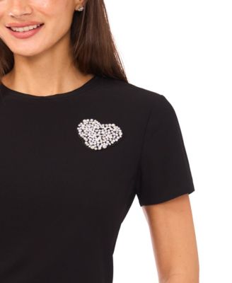 Women's Pull-On Heart Applique T-Shirt