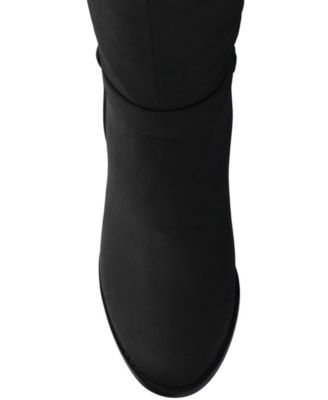 Journee Womens Alyza Buckle Detail Over-the-Knee Inside Zipper Almond Toe Comfort Sherpa Boots