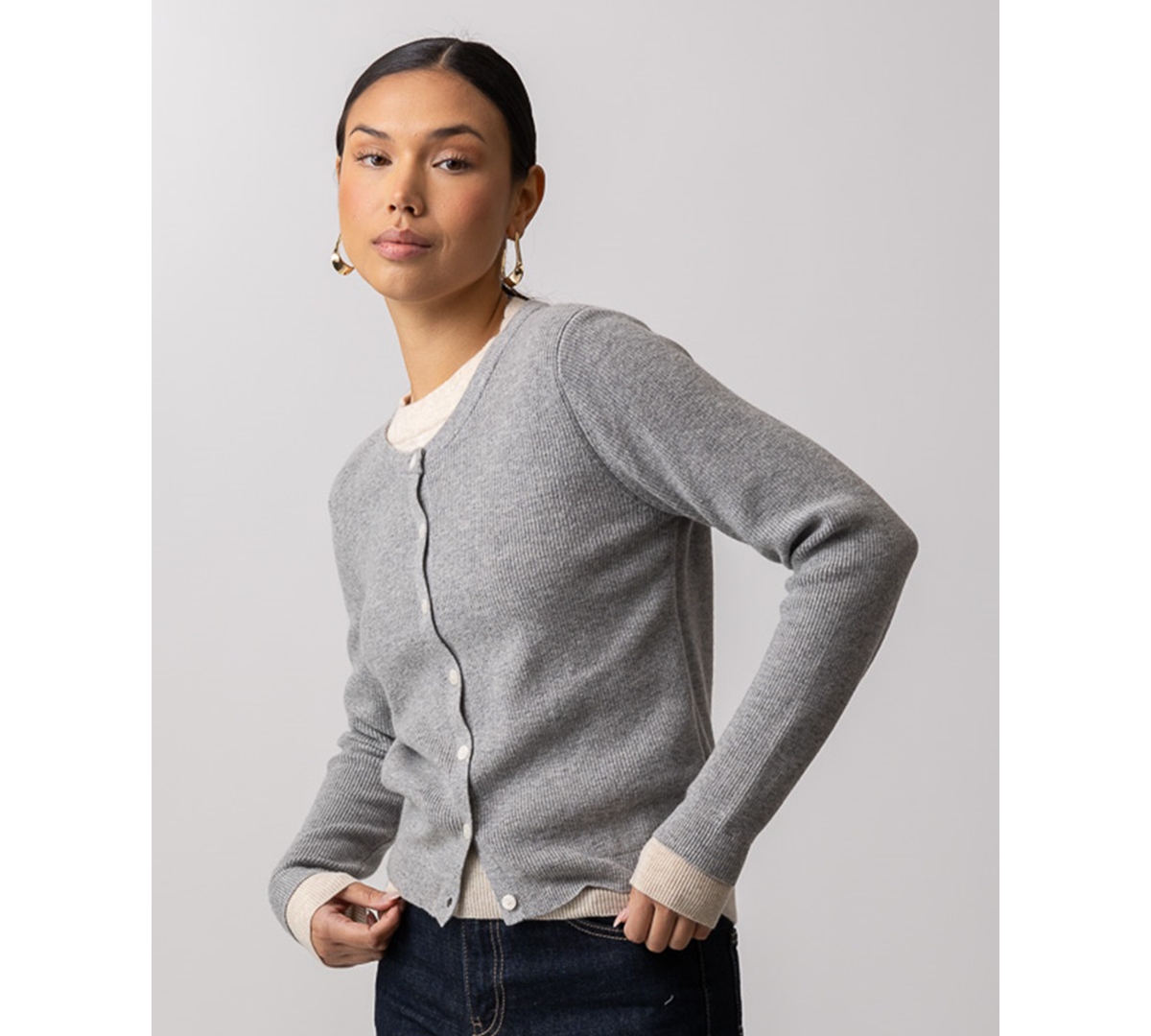 Line & Dot Women's Hutch Double Layer Long-Sleeve Cardigan Sweater