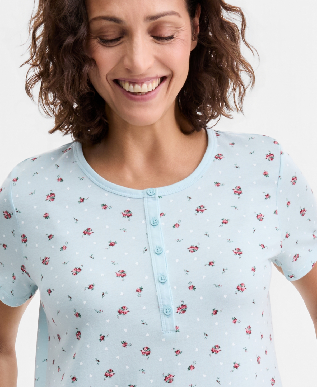 Charter Club Women's Cotton Short-Sleeve Nightgown, Created for Macy's