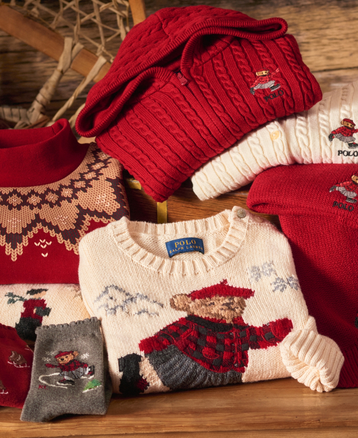 Polo Ralph Lauren Girls 7-16 Long Sleeves Bear Full-Zip Sweater