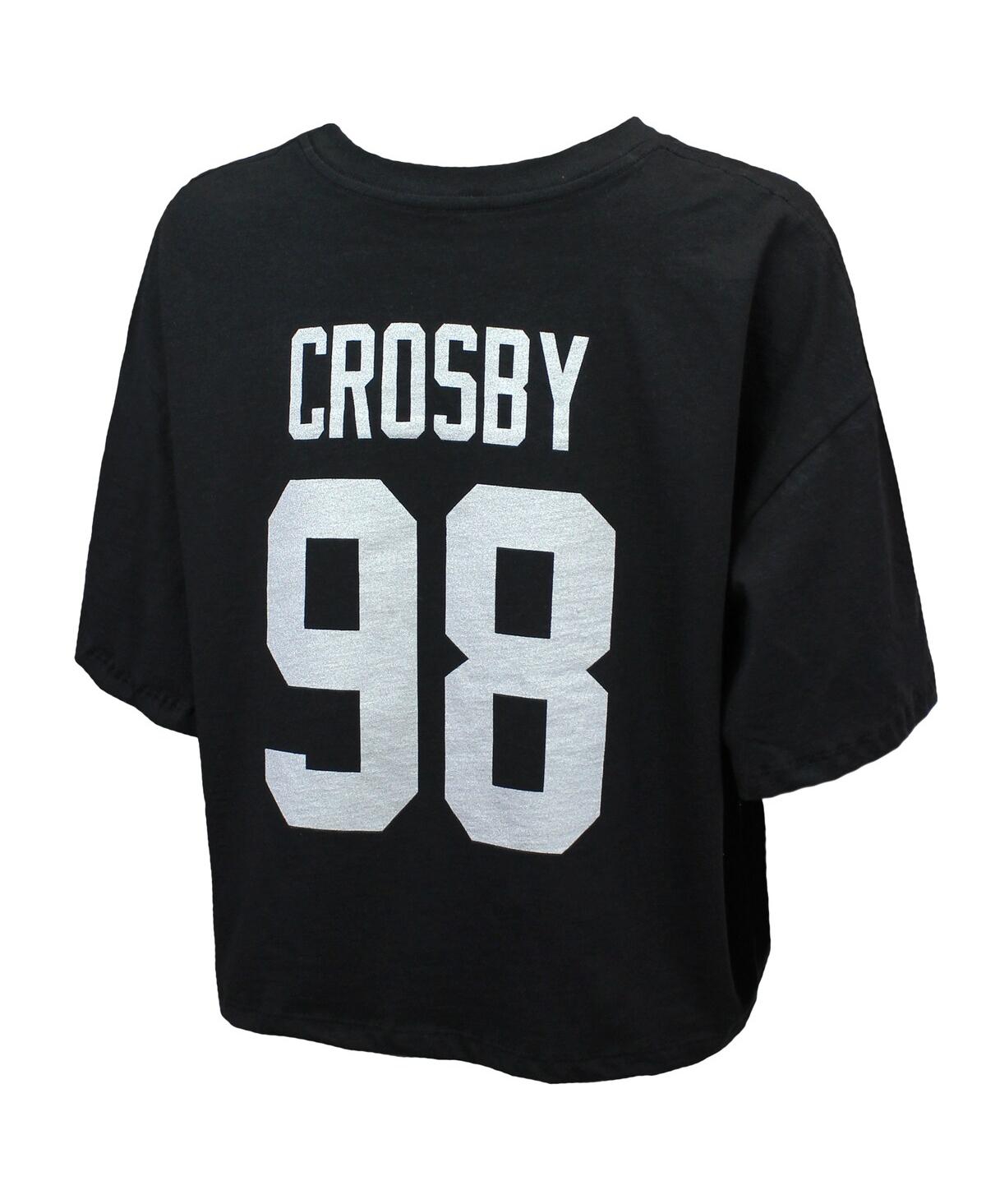 Majestic Women's Maxx Crosby Black Las Vegas Raiders Swarovski Crystals Boxy Cropped Name Number T-shirt In Black