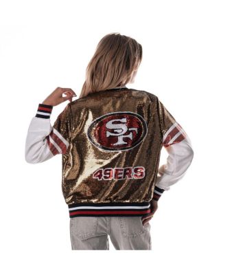 Women's Gold San Francisco 49ers Sequin Bomber Jacket