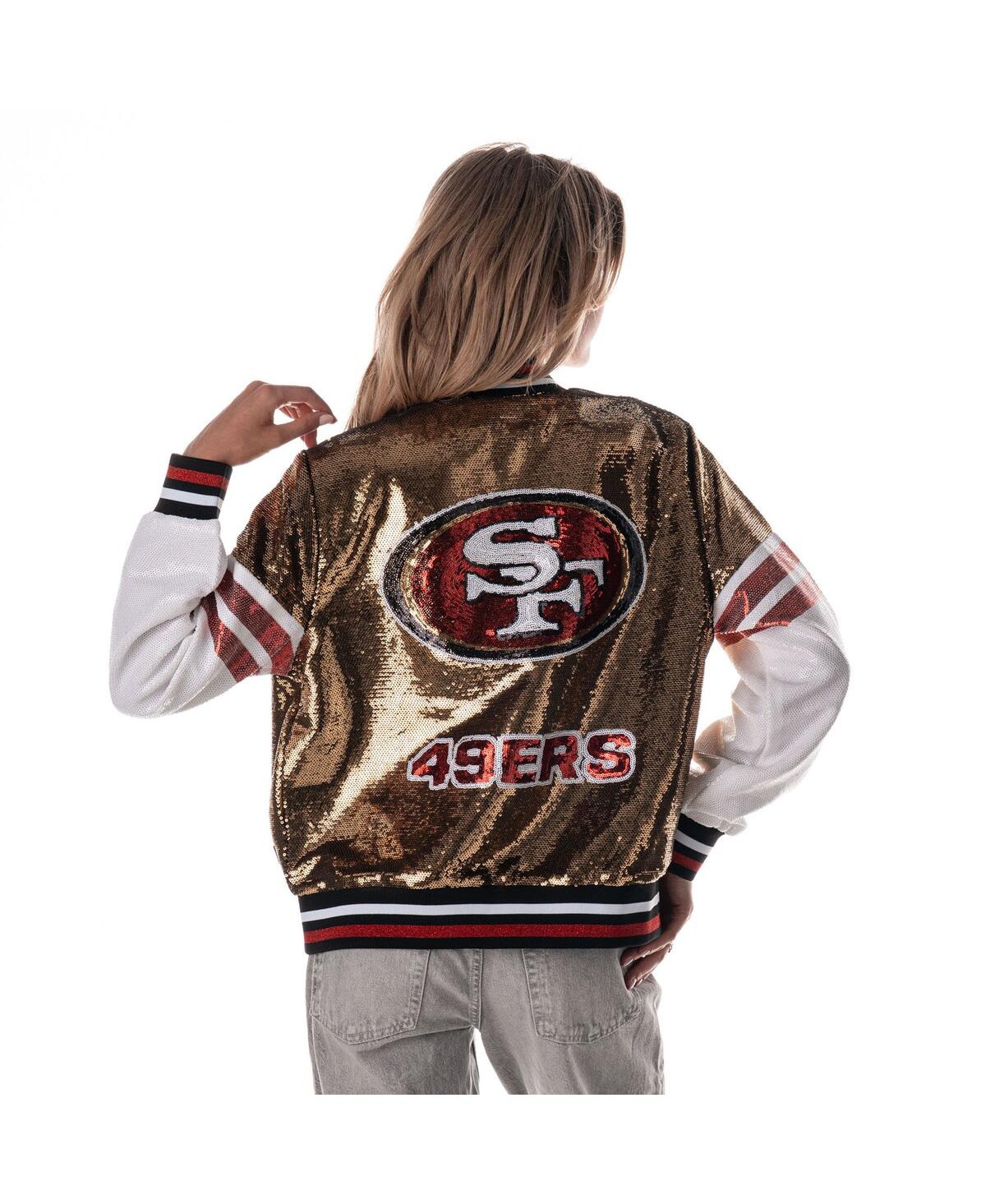 The Wild Collective Women's Gold San Francisco 49ers Sequin Bomber Jacket