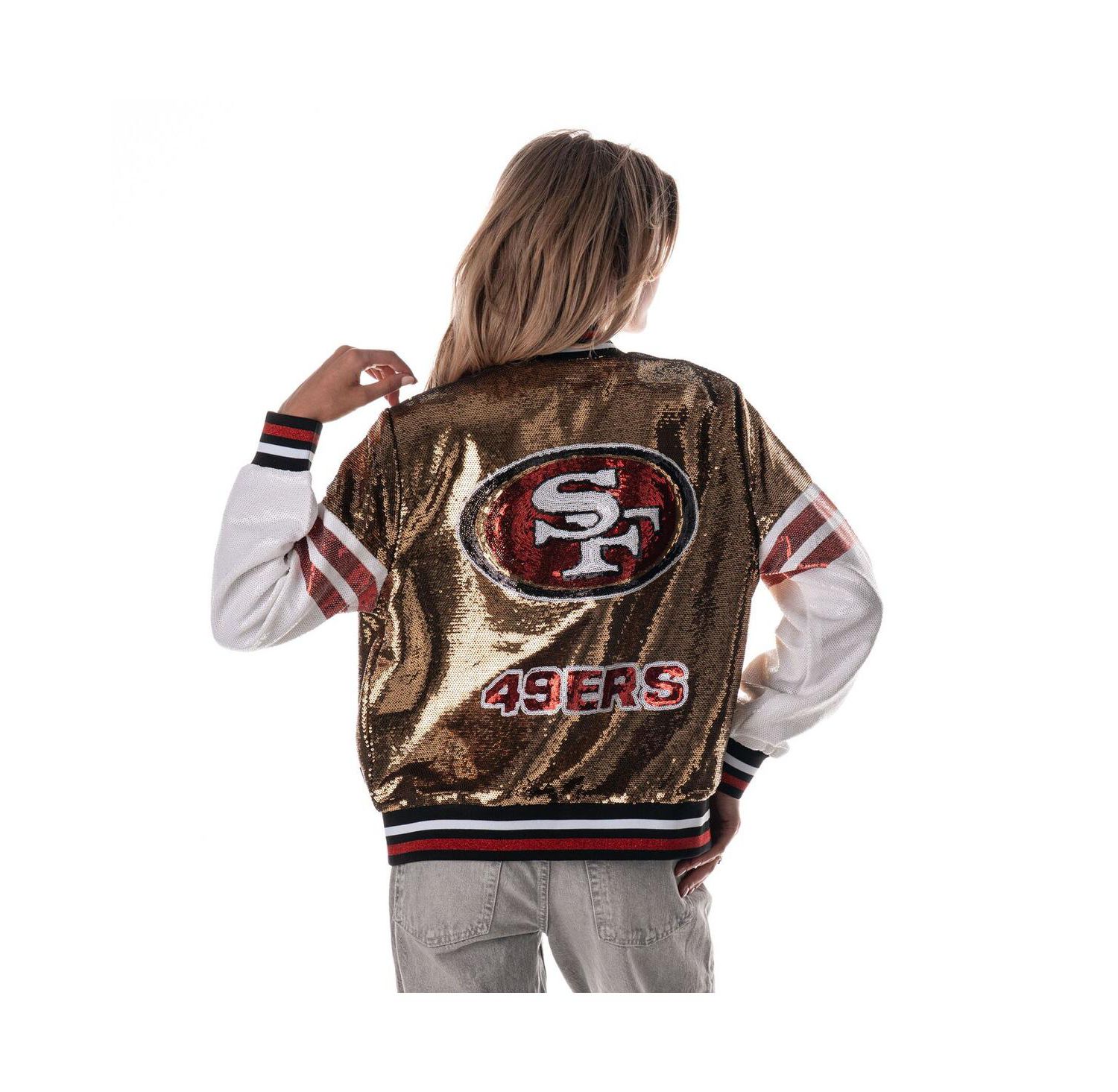 Women's Gold San Francisco 49ers Sequin Bomber Jacket
