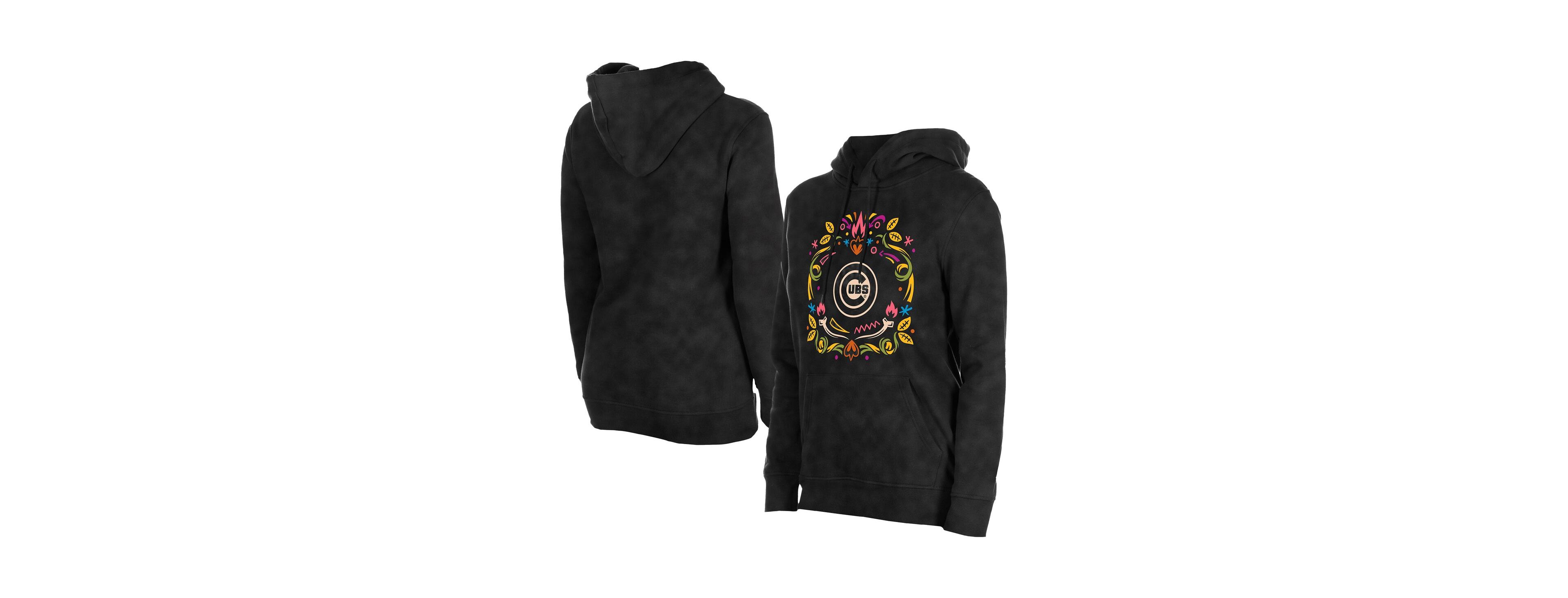 New Era Women's Black Chicago Cubs Dia de Muertos Mineral Wash Hoodie Sweatshirt