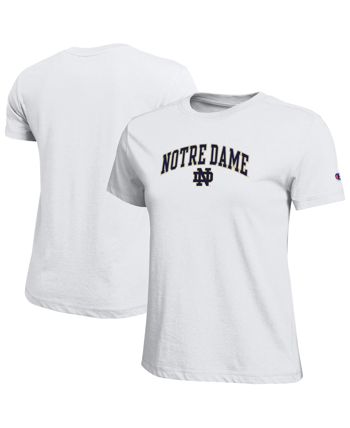 Champion Women's White Notre Dame Fighting Irish Arched Over Logo T-shirt In Black