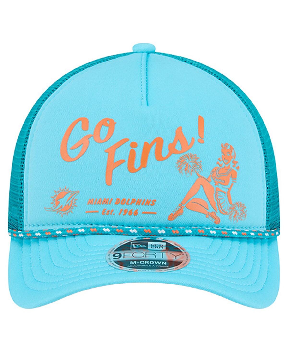 New Era Men's Aqua Miami Dolphins Gas Station 9FORTY A-Frame M-Crown Adjustable Trucker Hat