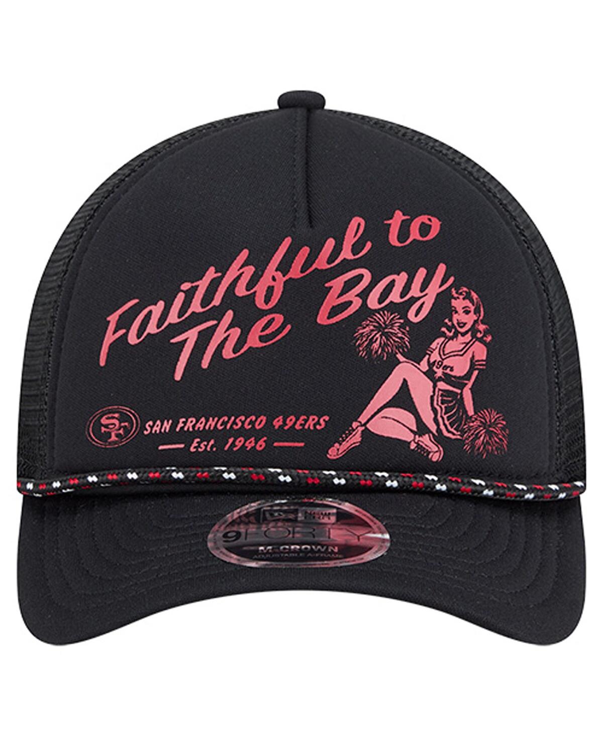 New Era Men's Black San Francisco 49ers Gas Station 9forty A-frame M-crown Adjustable Trucker Hat In Black