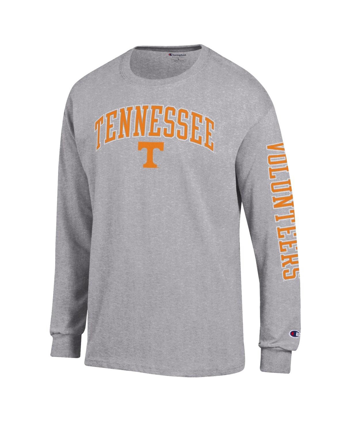 Champion Men's Heather Gray Tennessee Volunteers Arch Over Logo 2-Hit Long Sleeve T-Shirt
