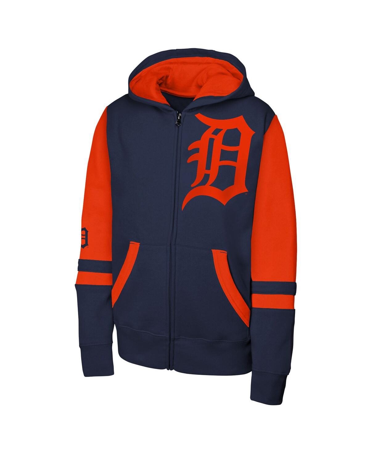 Outerstuff Big Boys and Girls Navy Detroit Tigers Stadium Color Block Full-Zip Hoodie