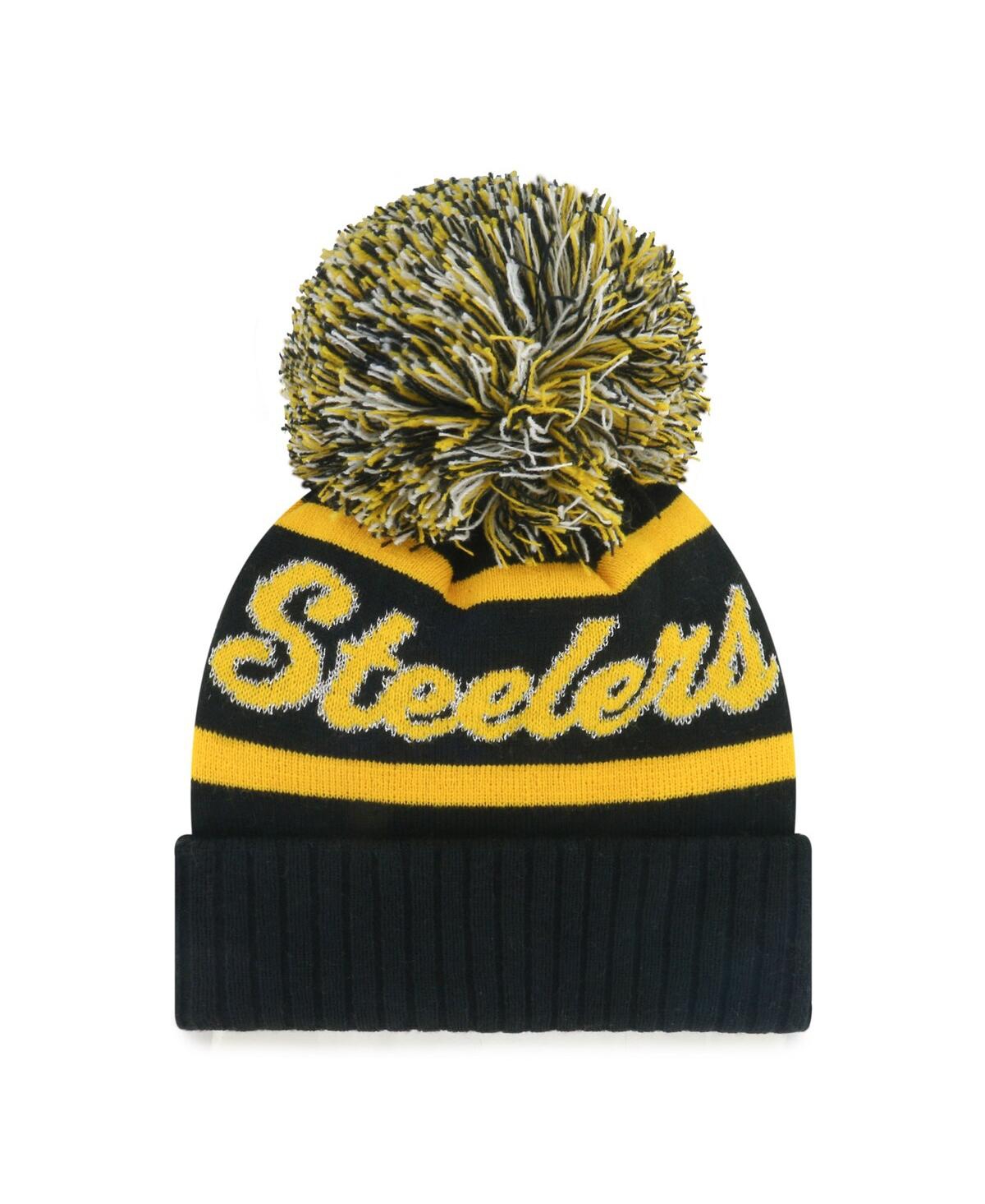'47 Brand Women's Black Pittsburgh Steelers Spirited Cuffed Knit Hat with Pom