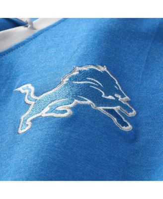 Women's Blue Detroit Lions Plus Size Throwback Lace-Up Long Sleeve T-Shirt