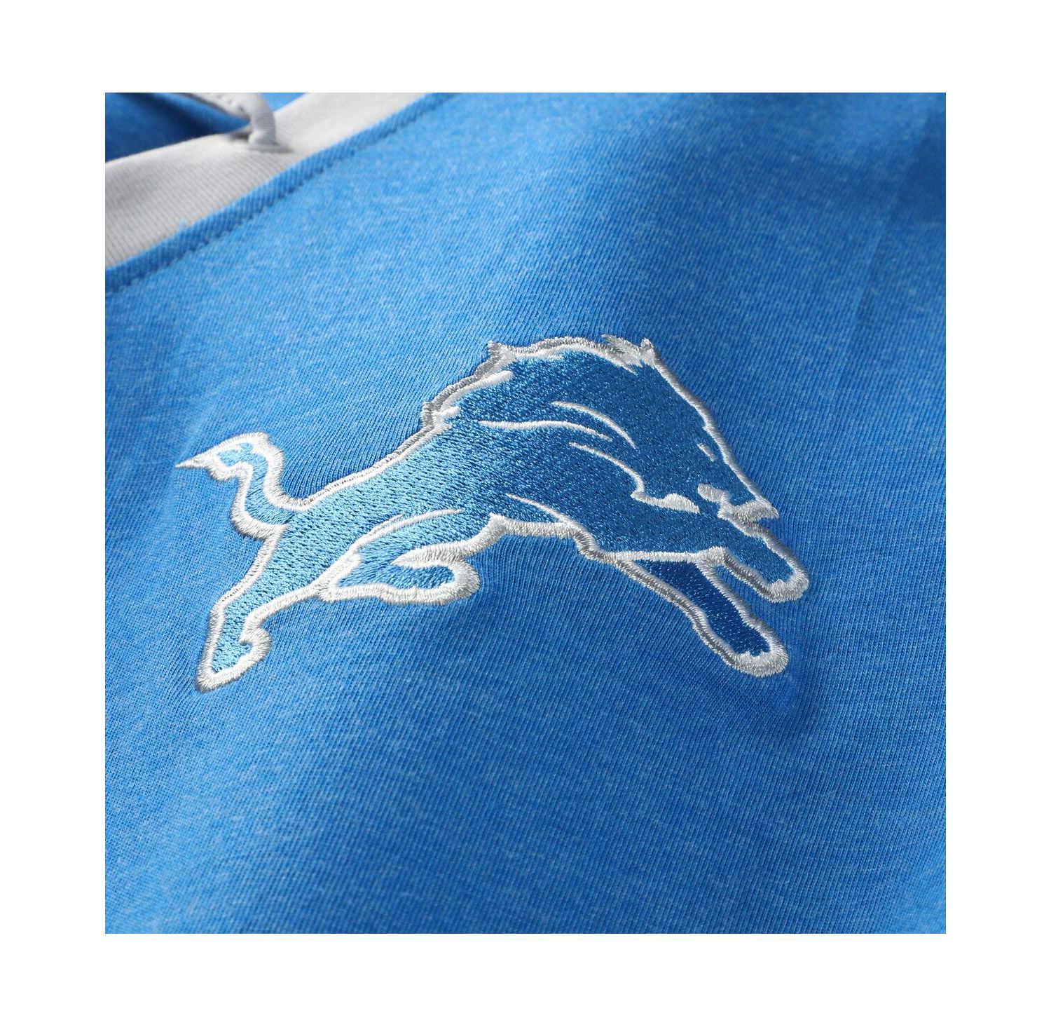 Women's Blue Detroit Lions Plus Size Throwback Lace-Up Long Sleeve T-Shirt