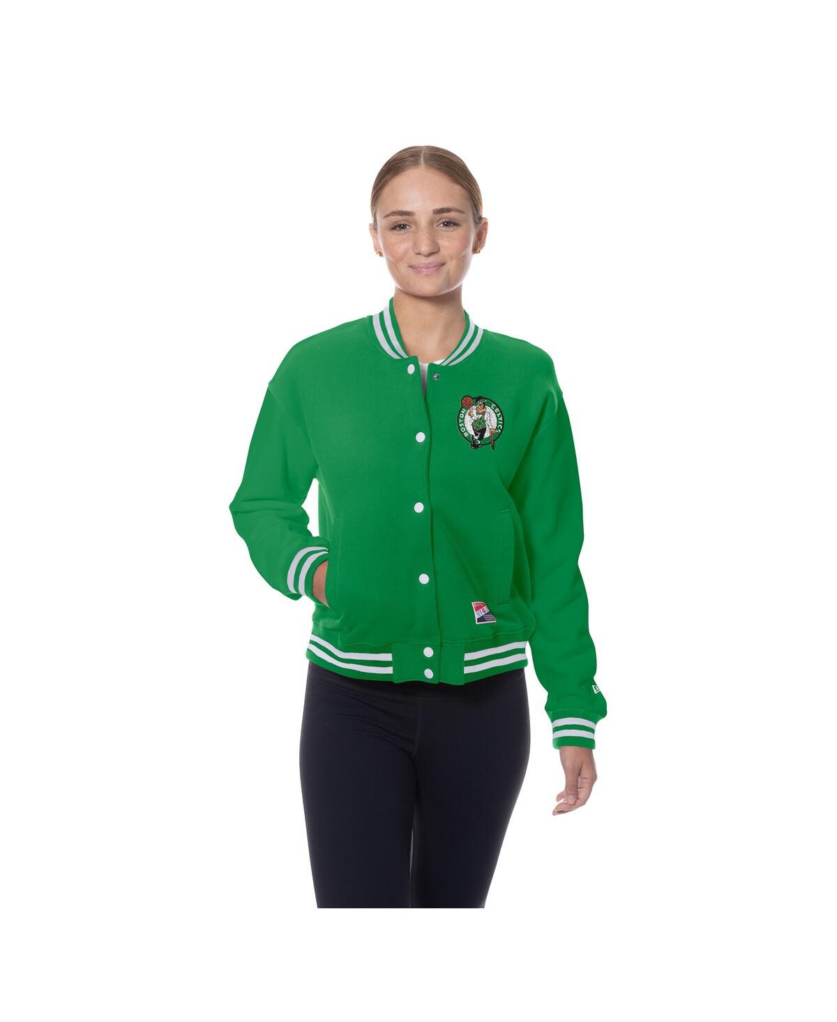 New Era Women's Kelly Green Boston Celtics Throwback Full-snap Jacket In Green