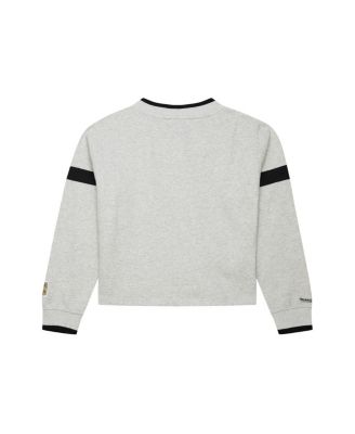 Women's Heather Gray New York Yankees Cooperstown Collection V-Neck Cropped Toggle Sweatshirt