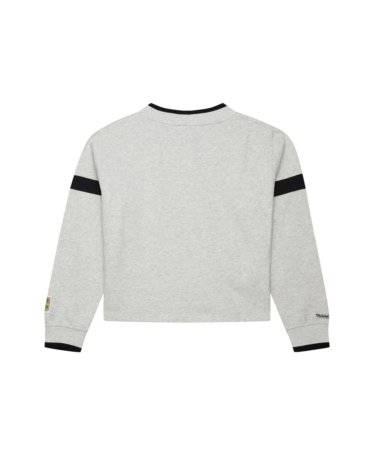 Mitchell & Ness Women's Heather Gray New York Yankees Cooperstown Collection V-neck Cropped Toggle Sweatshirt In Gray