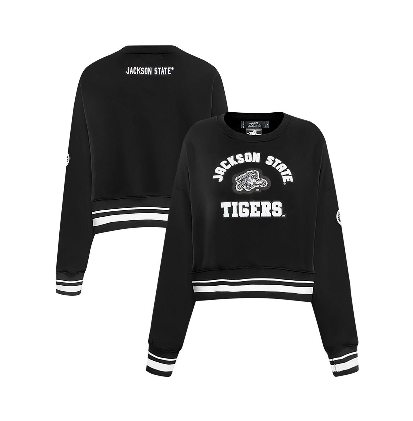 Женские толстовки Pro Standard Black Jackson State Tigers Cropped Pullover — фото 1