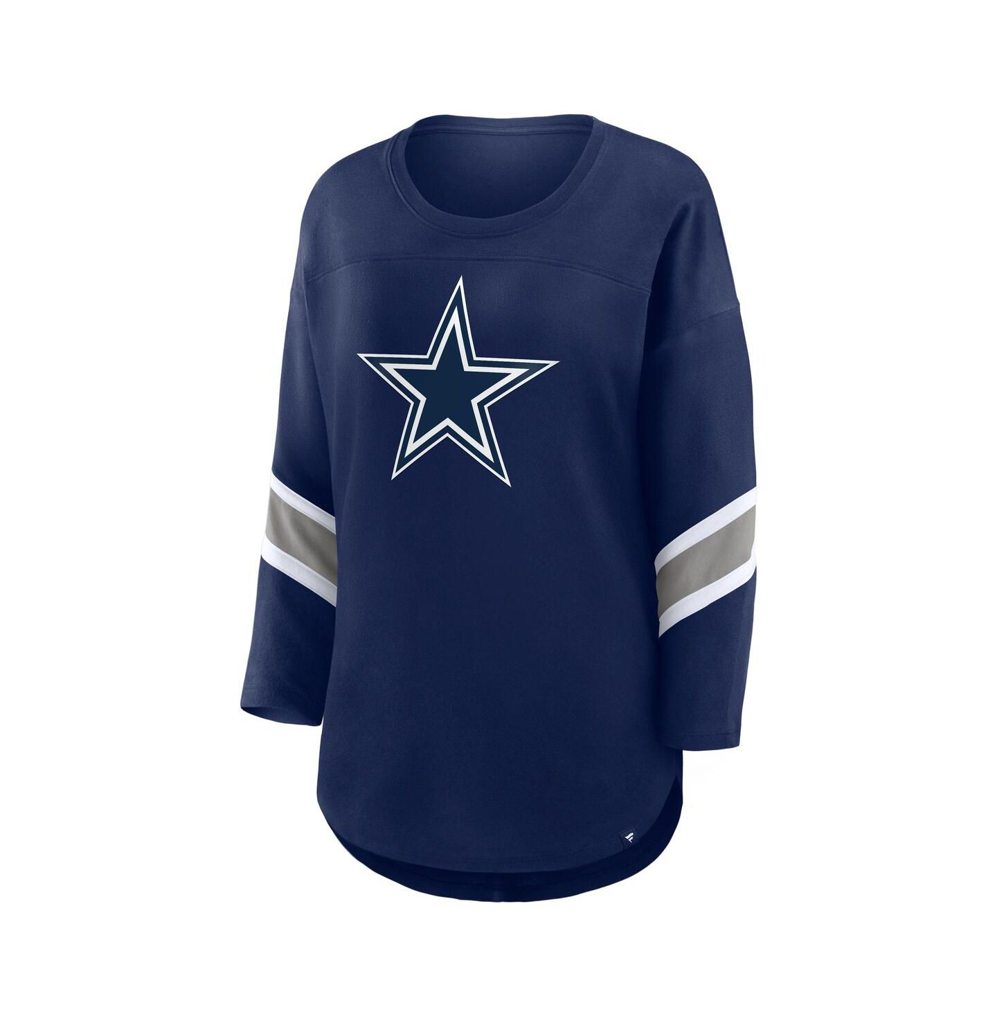 Женская футболка Fanatics Navy Dallas Cowboys Plus Size Redzone 3/4-Sleeve Scoop Neck — фото 3