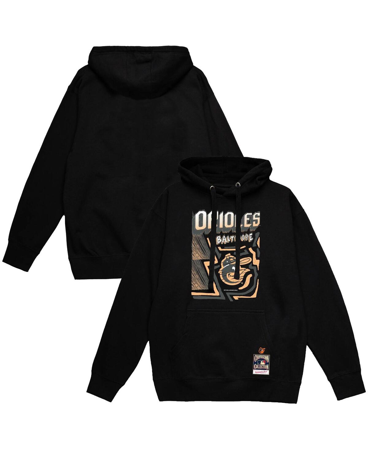 Mitchell & Ness Men's Black Baltimore Orioles Sidewalk Sketch Pullover Hoodie
