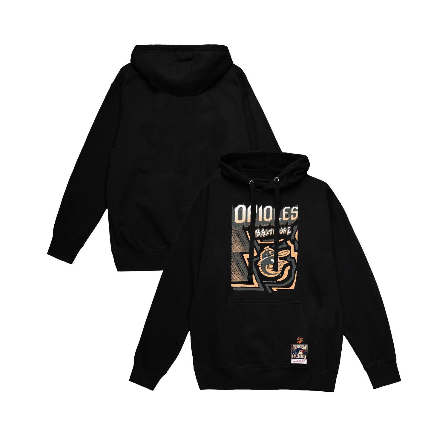 Men's Black Baltimore Orioles Sidewalk Sketch Pullover Hoodie