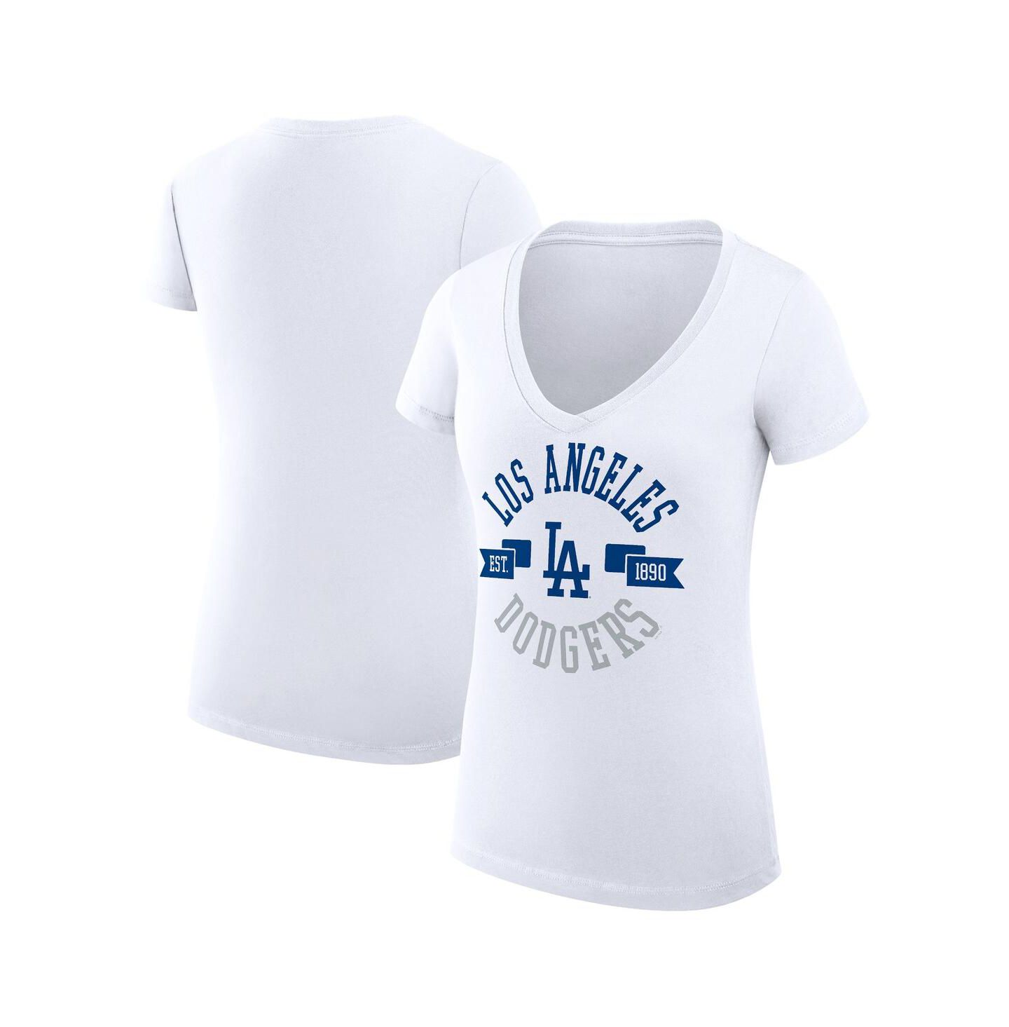 Женская футболка G-III 4Her by Carl Banks White Los Angeles Dodgers Super-Slim Fit Lightweight City Graphic V-Neck — фото 1