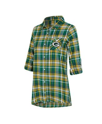 Women's Green Bay Packers Laney Plaid Tri-Blend Nightshirt