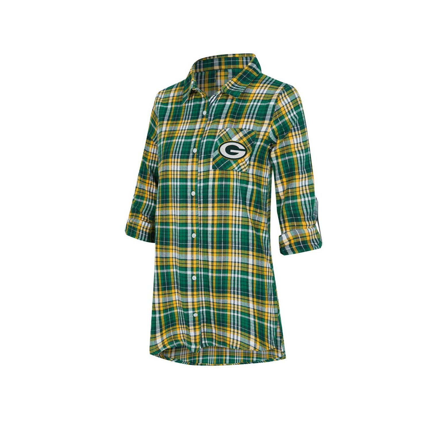 Women's Green Bay Packers Laney Plaid Tri-Blend Nightshirt