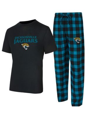 Concepts Sport - Men's Black/Teal Jacksonville Jaguars Avondale T-Shirt and Flannel Pants Set