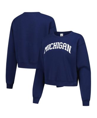 ZooZatz - Women's Navy Michigan Wolverines Chenille Cropped Sweatshirt