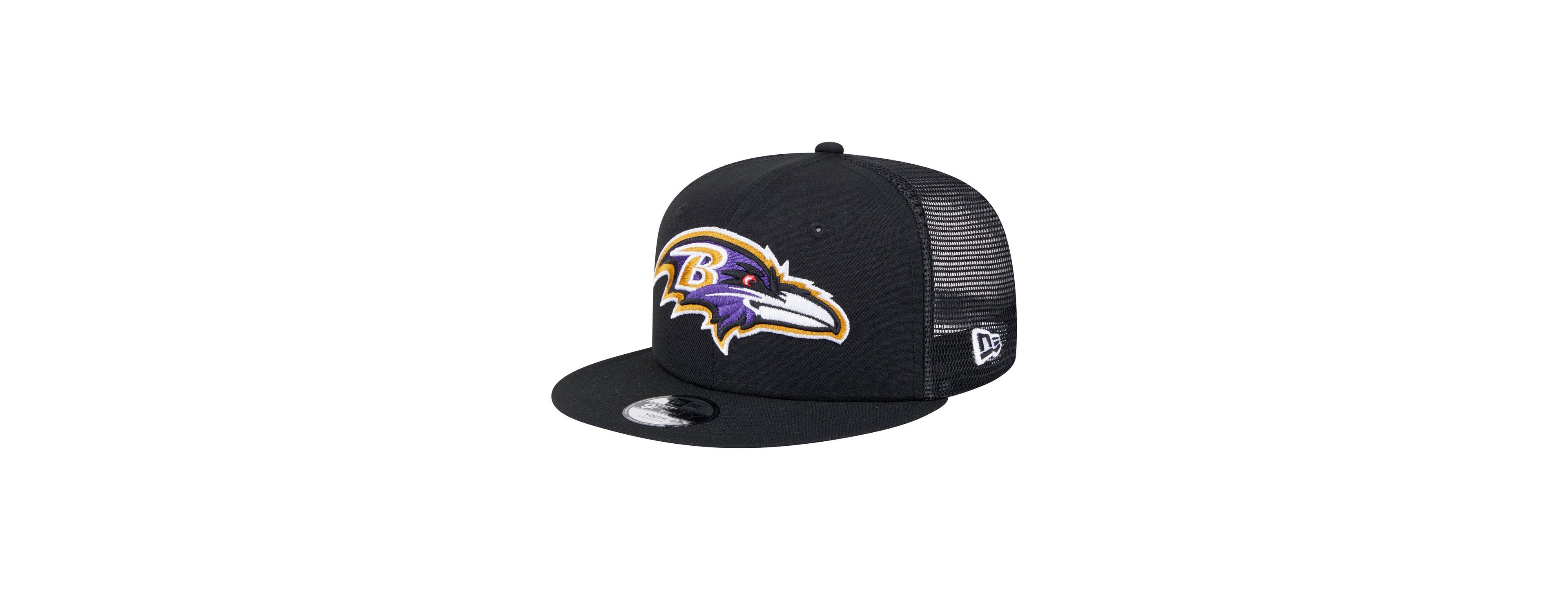 New Era Big Boys and Girls Black Baltimore Ravens Main Trucker 9FIFTY Snapback Hat
