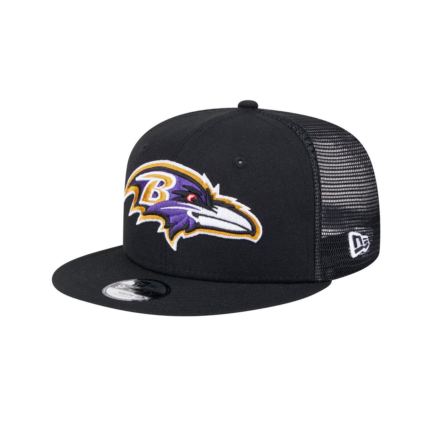 Big Boys and Girls Black Baltimore Ravens Main Trucker 9FIFTY Snapback Hat