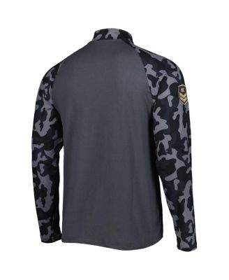 Men's Charcoal North Dakota College Wildcats OHT Military Appreciation Long Range Raglan Quarter-Zip Sweatshirt