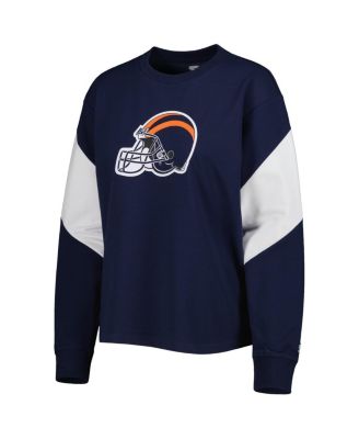 Women's Navy Chicago Bears Insight Crop Tri-Blend Long Sleeve T-Shirt