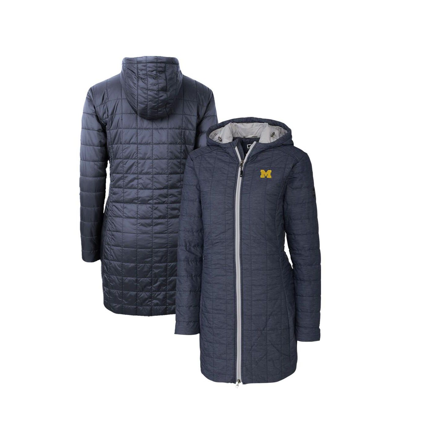 Женская куртка Cutter & Buck Heather Navy Michigan Wolverines Rainier PrimaLoft Eco Hooded — фото 1