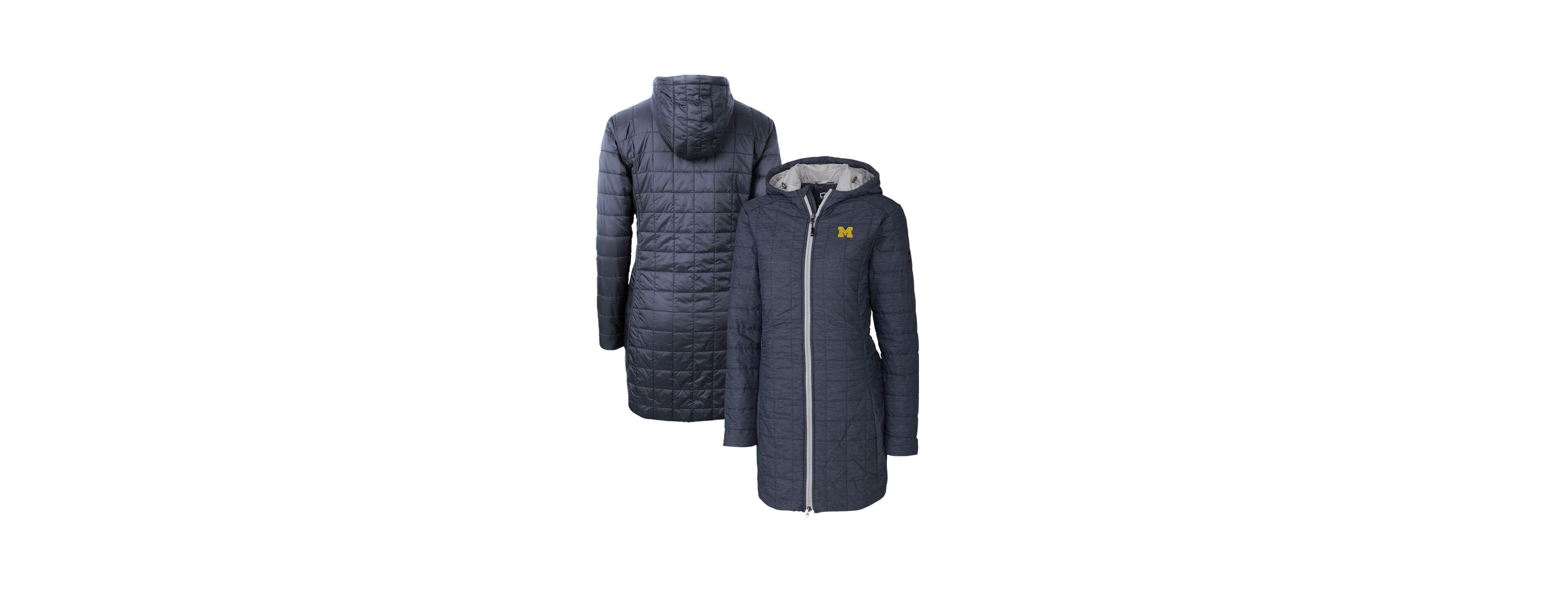 Cutter & Buck Women's Heather Navy Michigan Wolverines Rainier PrimaLoft Eco Hooded Jacket