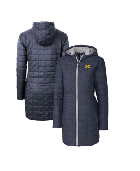 Женские куртки Cutter & Buck Women's Heather Navy Michigan Wolverines Rainier PrimaLoft Eco Hooded Jacket