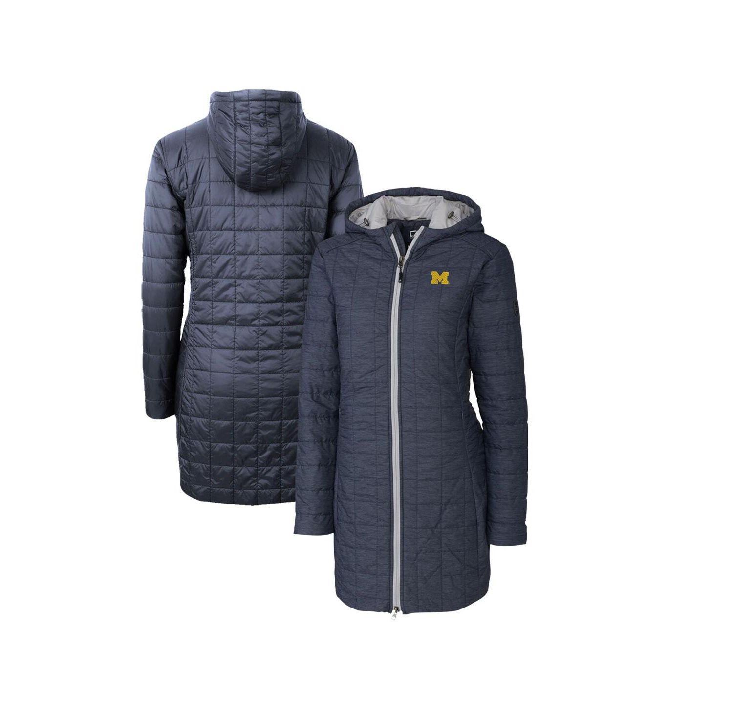 Women's Heather Navy Michigan Wolverines Rainier PrimaLoft Eco Hooded Jacket