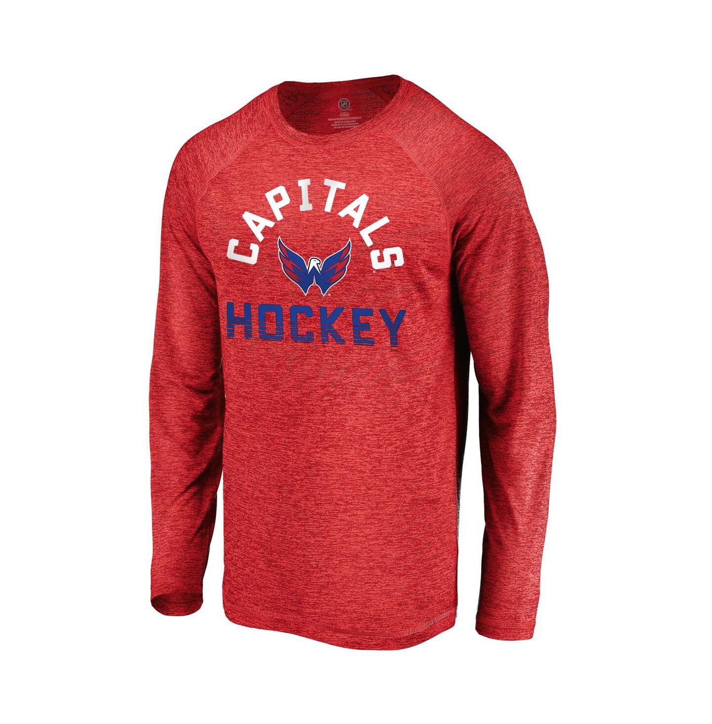 Мужская футболка Fanatics Athletic Red Washington Capitals Iconic Striated Breezer Raglan Long Sleeve — фото 3