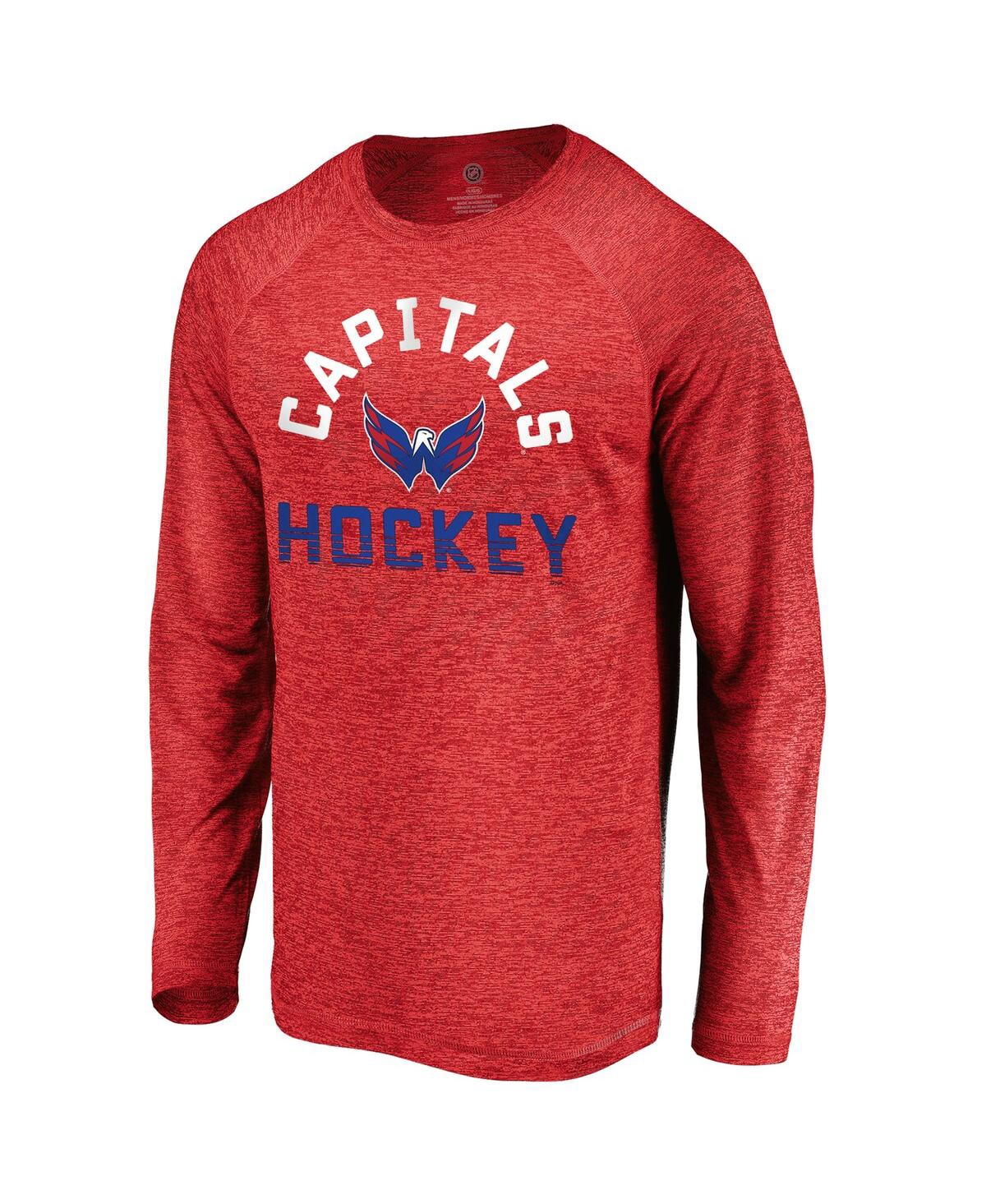 Fanatics Men's Athletic Red Washington Capitals Iconic Striated Breezer Raglan Long Sleeve T-Shirt