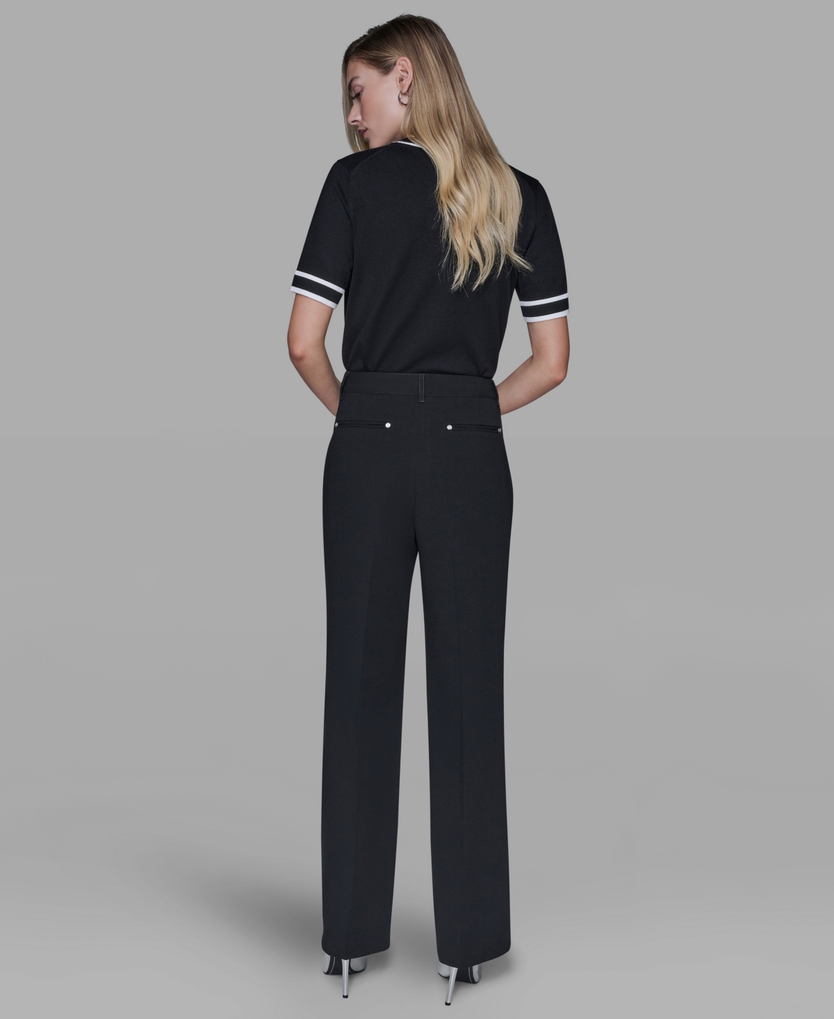 Karl Lagerfeld Petite Ankle Pants In Black