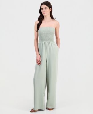 Sincerely Jules - Juniors' Smocked Strapless Jumpsuit