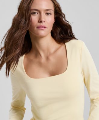 Women's Square-Neck Long-Sleeve Top, Macy's Exclusive